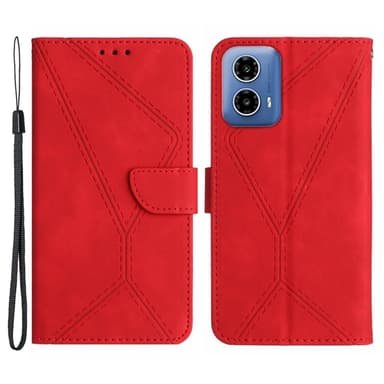 SKALO Motorola Moto G04 Embossed Plånboksfodral i PU-Läder - Röd