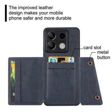 SKALO Xiaomi Redmi Note 13 Pro 5G PU Läder Skal med Plånbok - Blå