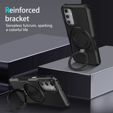 SKALO Samsung A15 5G Armor Hybrid Metallring skal - Svart