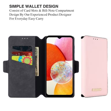 SKALO Samsung A25 5G MUXMA Saffiano PU-Läder Plånboksfodral - Rosa