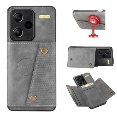 SKALO Xiaomi Redmi Note 13 Pro+ PU-Läder Korthållare Skal - Grå