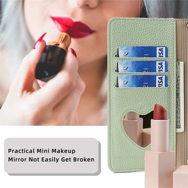 SKALO Samsung A25 5G Litchi Makeup Mirror Plånbok/handväska - Grön