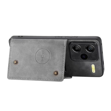 SKALO Xiaomi Redmi Note 13 Pro+ PU-Läder Korthållare Skal - Grå
