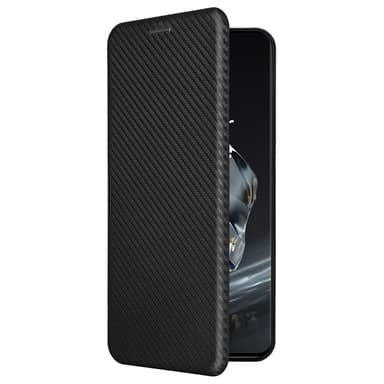 SKALO OnePlus 12 5G Carbon Fiber Plånboksfodral - Svart