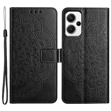SKALO Xiaomi Redmi Note 13 Pro+ Mandala Plånboksfodral - Svart