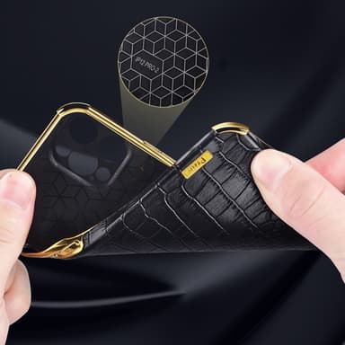SKALO Samsung A25 5G Krokodil Guldkant Ring Skal - Vit