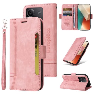 SKALO Xiaomi Redmi Note 13 5G BETOPNICE 001 Plånboksfodral i PU-Läder - Rosa