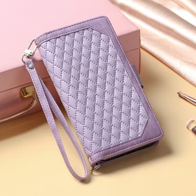 SKALO Motorola Moto G04 Big Wallet Quiltat Plånbok - Lila