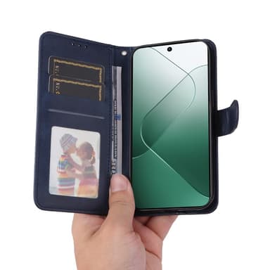 SKALO Xiaomi 14 5G PU-Läder Plånboksfodral - Blå