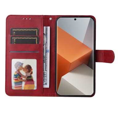 SKALO Xiaomi Redmi Note 13 Pro+ PU-Läder Plånboksfodral - Röd