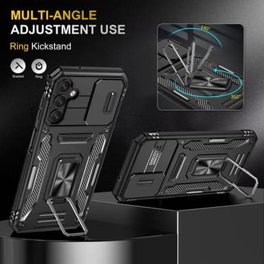 SKALO Samsung A15 4G Armor Hybrid Metallring Kameraslider - Svart