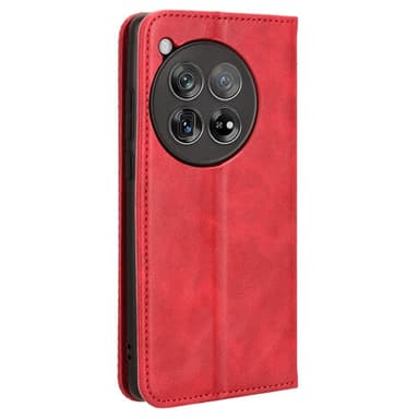 SKALO OnePlus 12R 5G Embossed Premium Plånboksfodral - Röd