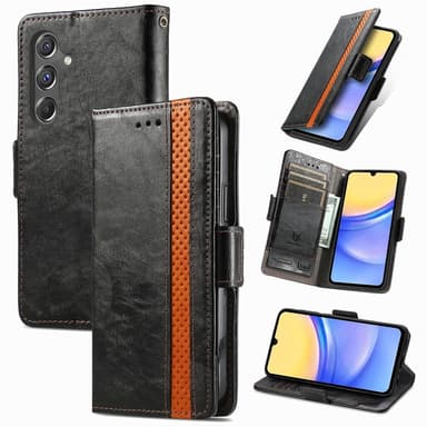 SKALO Samsung A15 5G CASENEO 002 Series Premium PU-Läder Plånbok - Svart