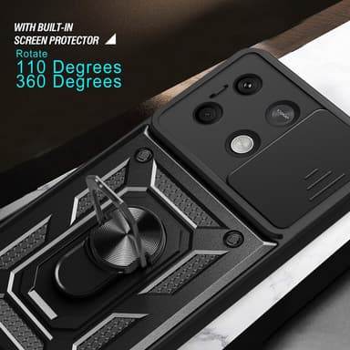 SKALO Xiaomi Redmi Note 13 5G Armor Korthållare Kameraslider skal - Svart