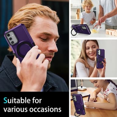 SKALO Samsung A15 5G Armor Hybrid Metallring skal - Mörklila