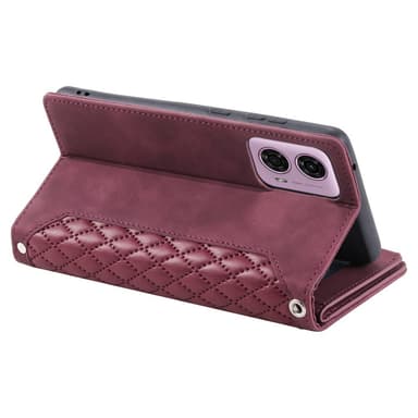 SKALO Motorola Moto G04 Big Wallet Quiltat Plånbok - Röd