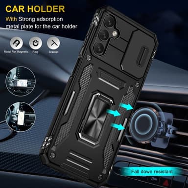 SKALO Samsung A15 4G Armor Hybrid Metallring Kameraslider - Svart
