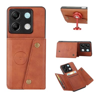 SKALO Xiaomi Redmi Note 13 Pro 5G PU Läder Skal med Plånbok - Brun