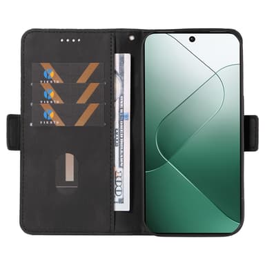 SKALO Xiaomi 14 5G Quiltat Plånboksfodral - Svart