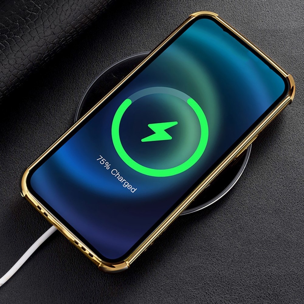 SKALO Samsung A15 5G Krokodil Guldkant Skal - Vit