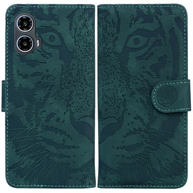 SKALO Motorola Moto G04 Embossed Tiger Plånbok - Grön