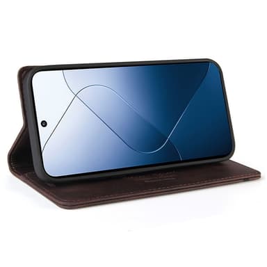 SKALO Xiaomi 14 5G GQ.UTROBE Plånboksfodral i PU-Läder - Brun