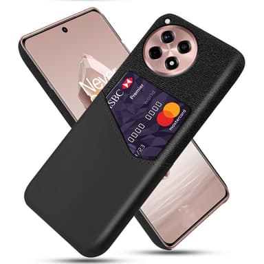SKALO OnePlus 12R 5G Premium PU-Läder Korthållare Skal - Svart