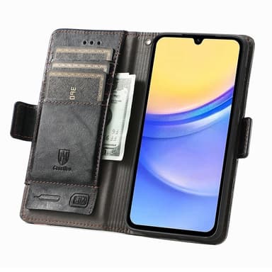 SKALO Samsung A15 5G CASENEO 002 Series Premium PU-Läder Plånbok - Svart