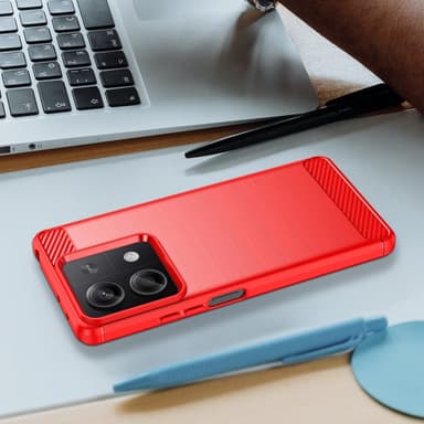SKALO Xiaomi Redmi Note 13 5G Armor Carbon Stöttåligt TPU-skal - Röd