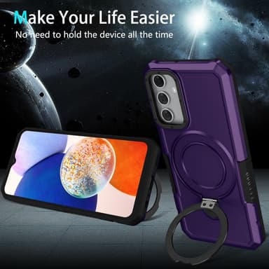 SKALO Samsung A15 5G Armor Hybrid Metallring skal - Mörklila