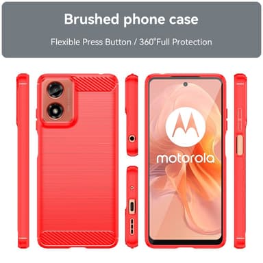 SKALO Motorola Moto G04 Armor Carbon Stöttåligt TPU-skal - Röd