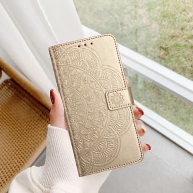 SKALO Xiaomi Redmi Note 13 Pro+ Mandala Plånboksfodral - Guld