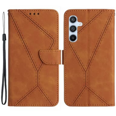 SKALO Samsung A15 4G Embossed Plånboksfodral i PU-Läder - Brun