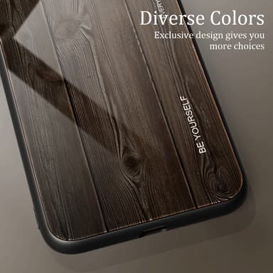 SKALO Samsung A15 5G Wood Härdat Glas TPU-skal - Orange