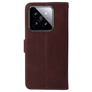 SKALO Xiaomi 14 5G PU-Läder Plånboksfodral - Brun