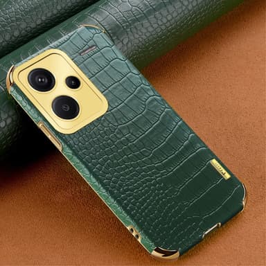 SKALO Xiaomi Redmi Note 13 Pro+ Krokodil Guldkant Skal - Grön