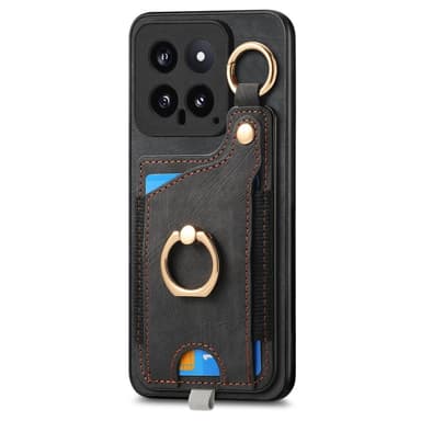 SKALO Xiaomi 14 5G PU Läder Skal med Korthållare/Plånbok - Svart