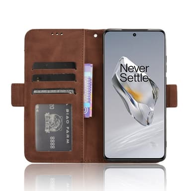 SKALO OnePlus 12R 5G 6-FACK Plånboksfodral - Brun