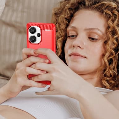 SKALO Xiaomi Redmi Note 13 Pro+ Armor Carbon Stöttåligt TPU-skal - Röd