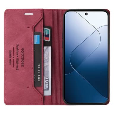SKALO Xiaomi 14 5G GQ.UTROBE Plånboksfodral i PU-Läder - Röd