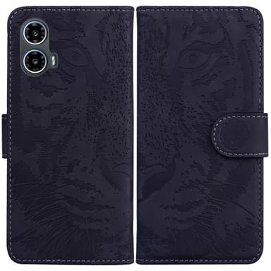 SKALO Motorola Moto G04 Embossed Tiger Plånbok - Svart