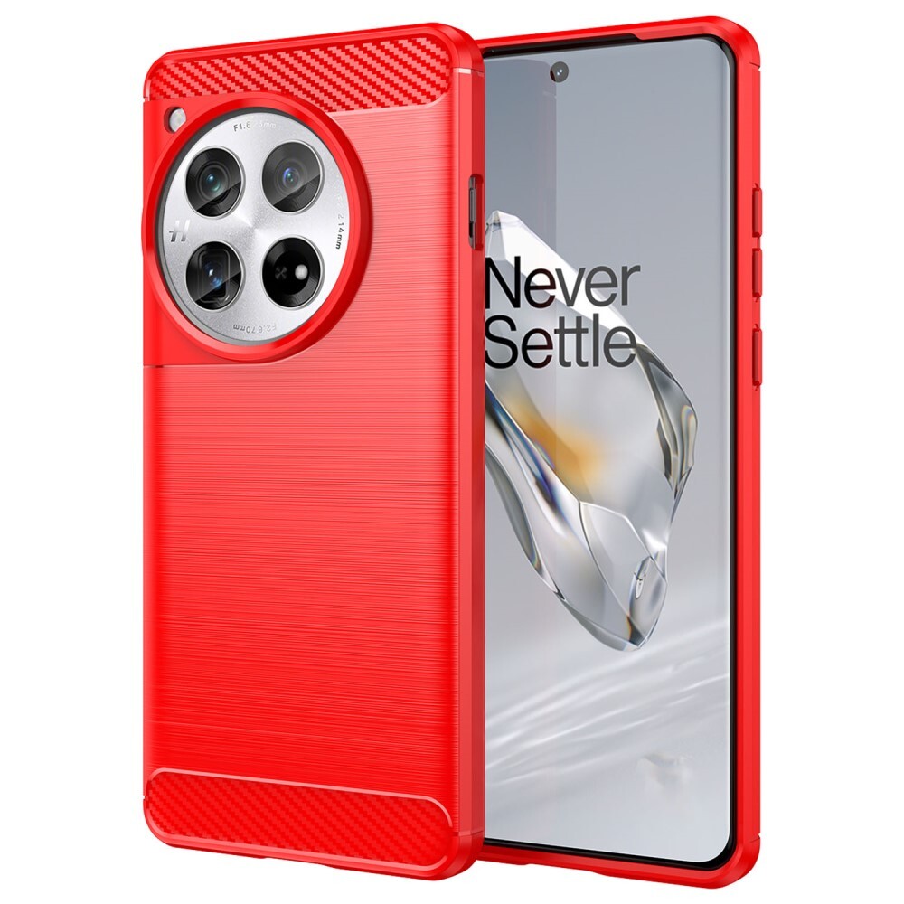 SKALO OnePlus 12 5G Armor Carbon Stöttåligt TPU-skal - Röd