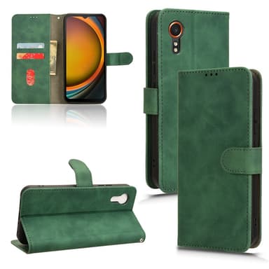 SKALO Samsung Xcover 7 Matt PU-Läder Plånboksfodral - Grön