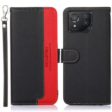 SKALO Asus ROG Phone 8 5G KHAZNEH Litchi Plånboksfodral i PU-Läder - Svart