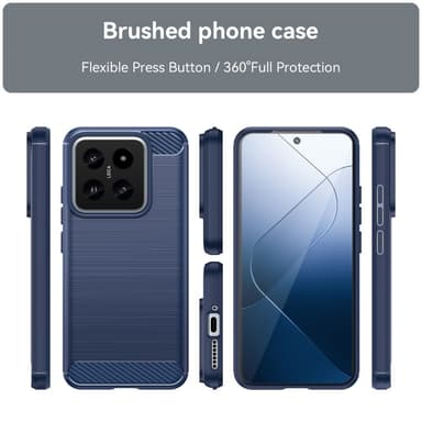 SKALO Xiaomi 14 5G Armor Carbon Stöttåligt TPU-skal - Blå