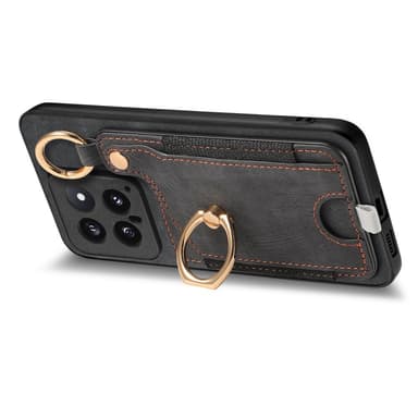SKALO Xiaomi 14 5G PU Läder Skal med Korthållare/Plånbok - Svart