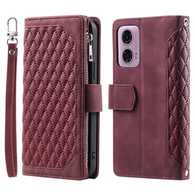SKALO Motorola Moto G04 Big Wallet Quiltat Plånbok - Röd