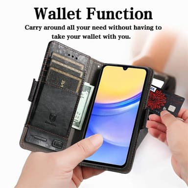 SKALO Samsung A15 4G CASENEO 002 Series Premium PU-Läder Plånbok - Svart