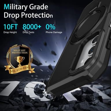 SKALO Samsung A15 5G Armor Hybrid Metallring skal - Svart
