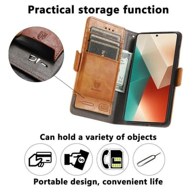 SKALO Xiaomi Redmi Note 13 5G CASENEO 002 Series Premium PU-Läder Plånbok - Svart